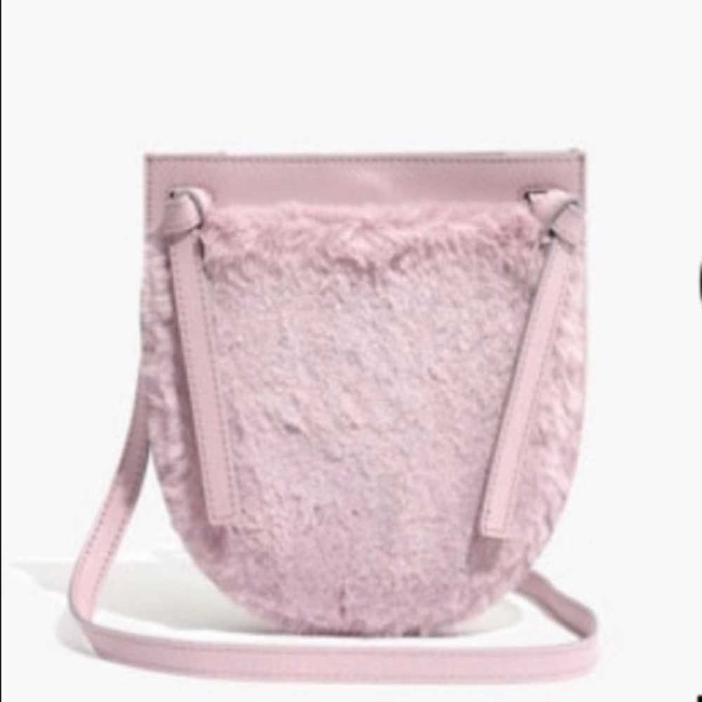 madewell pink leather/ faux fur bag. NWOT